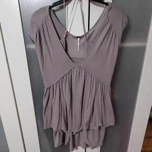 Free People peplum short sleeve grey top